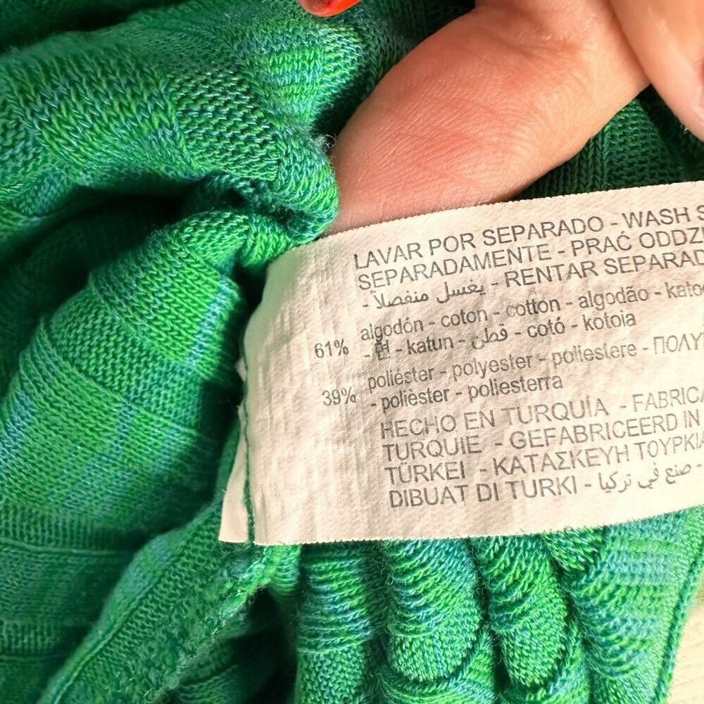 Zara Blue Green Strappy Ribbed Knit Cut Outs Midi Bodycon Dress Small - Picture 12 of 13